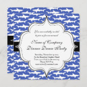 Haifischschule Funny Blue und White Einladung (Vorne/Hinten)