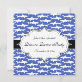 Haifischschule Funny Blue und White Einladung (Rückseite)