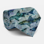 Haifischschule in Watery Blue Krawatte (Gerollt)