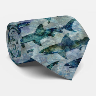 Haifischschule in Watery Blue Krawatte