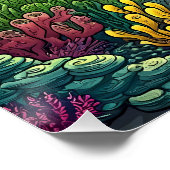 Haifischschwimmen in Meerestiefen Poster (Ecke)