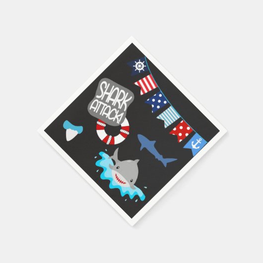 Haifischserviere Party Serviette (Ecke)