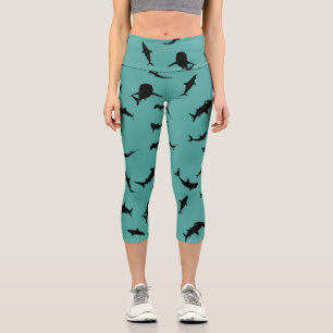 Haifischwal auf Türkisblau Capri Leggings