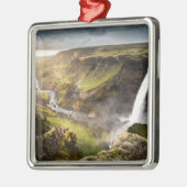Haifoss Waterfall | Sommer in Island Ornament Aus Metall (Links)