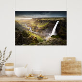 Haifoss Waterfall | Sommer in Island Poster (Küche)