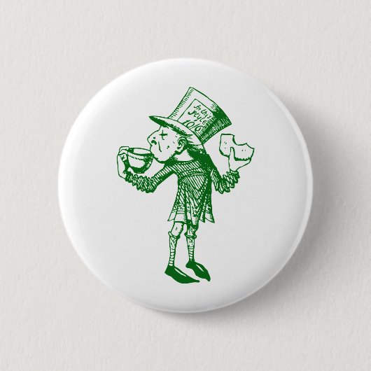 Haigha (wütender Hutmacher) schwärzte Grün mit Button (Vorderseite)
