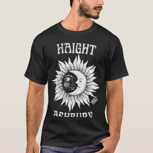 Haight Ashbury 1967 Retro San Francisco Sun Moon H T-Shirt (Vorderseite)