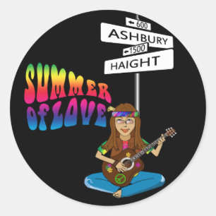 Haight Ashbury Sommer der Liebe Runder Aufkleber