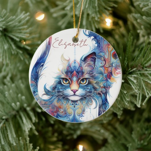 Haight-Ashbury Style Psychedelic Cat Ornament (Baum)