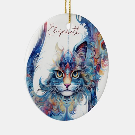 Haight-Ashbury Style Psychedelic Cat Ornament (Rechts)