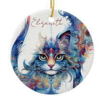 Haight-Ashbury Style Psychedelic Cat Ornament