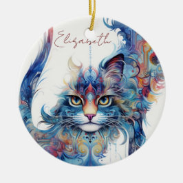 Haight-Ashbury Style Psychedelic Cat Ornament