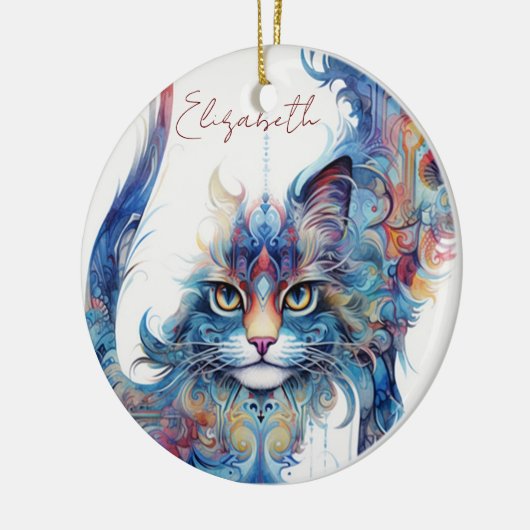 Haight-Ashbury Style Psychedelic Cat Ornament (Links)
