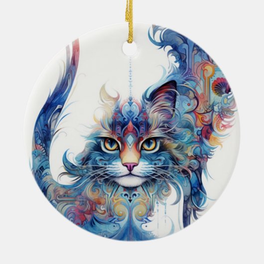 Haight-Ashbury Style Psychedelic Cat Ornament (Hinten)