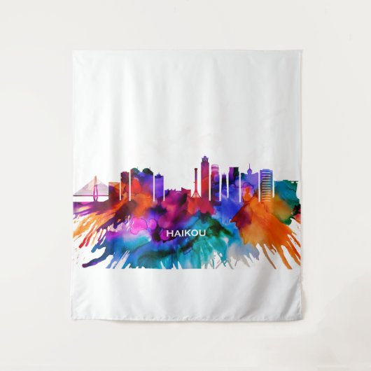 Haikou Skyline Wandteppich (Vorderseite)