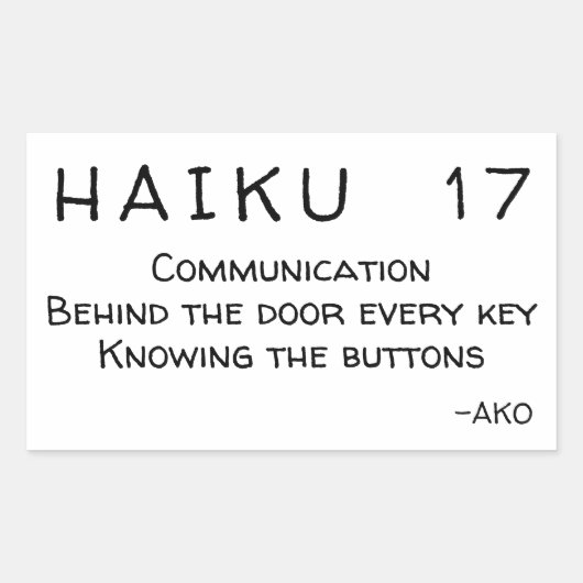 HAIKU 17 RECHTECKIGER AUFKLEBER (Vorderseite)