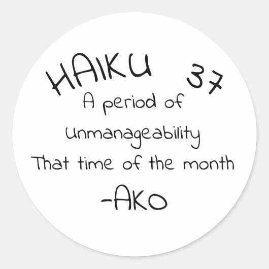 HAIKU 37 RUNDER AUFKLEBER (Vorderseite)