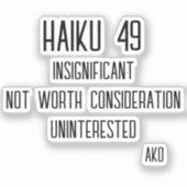 HAIKU 49 AUFKLEBER (Vorderseite)