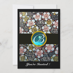 HAIKU/ FRÜHLINGSBLUMEN BLAUE TURQUOISE-EDelstein-M Einladung