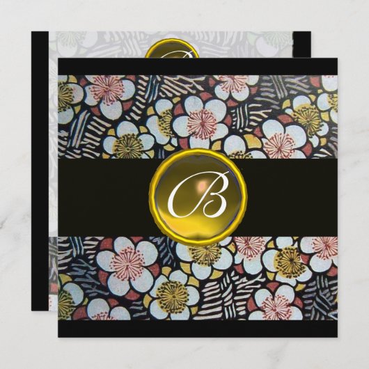 HAIKU/FRÜHSTÜCK GELBE TOPAZ-MONOGRAMM EINLADUNG (Vorne/Hinten)