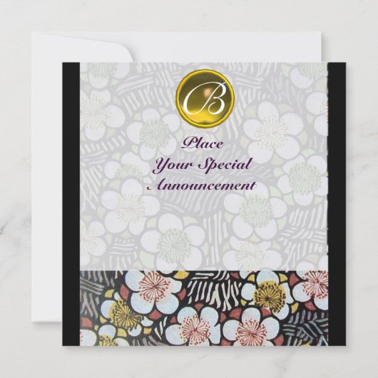 HAIKU/FRÜHSTÜCK GELBE TOPAZ-MONOGRAMM EINLADUNG (Rückseite)