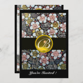 HAIKU/FRÜHSTÜCK GELBE TOPAZ-MONOGRAMM EINLADUNG (Vorne/Hinten)