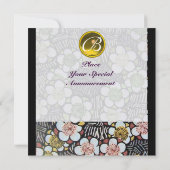 HAIKU/FRÜHSTÜCK GELBE TOPAZ-MONOGRAMM EINLADUNG (Rückseite)