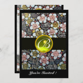 HAIKU/FRÜHSTÜCK GELBE TOPAZ-MONOGRAMM EINLADUNG (Vorne/Hinten)