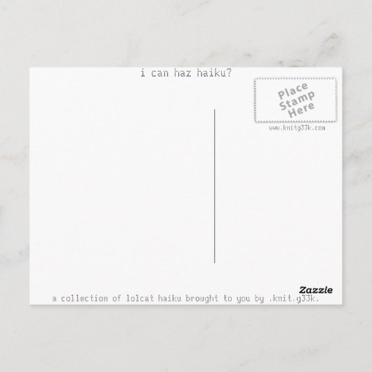 Haiku Katze 15 Postkarte (Rückseite)