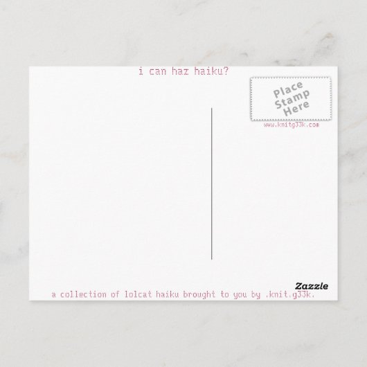 Haiku Katze 1 Postkarte (Rückseite)