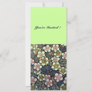 HAIKU/ SCHWARZ WEISS GELB GRÜN FRÜHLINGSBLUMEN EINLADUNG