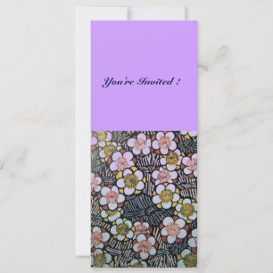 HAIKU/ SCHWARZ WEISS GELB LILA FRÜHLINGSBLUMEN EINLADUNG