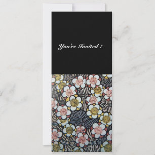 HAIKU/ SCHWARZ WEISS GELB ROSA FRÜHLINGSBLUMEN EINLADUNG