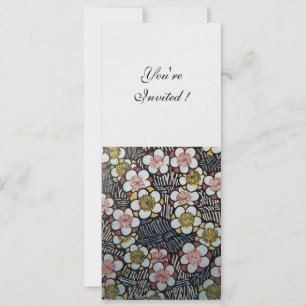 HAIKU/ SCHWARZ WEISS GELB ROSA FRÜHLINGSBLUMEN EINLADUNG