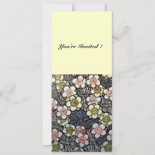 HAIKU/ SCHWARZ WEISS GELB ROSA FRÜHLINGSBLUMEN EINLADUNG