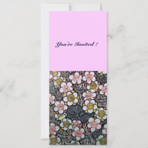 HAIKU/SCHWARZ WEISS GELB ROSA FRÜHLINGSBLUMEN EINLADUNG