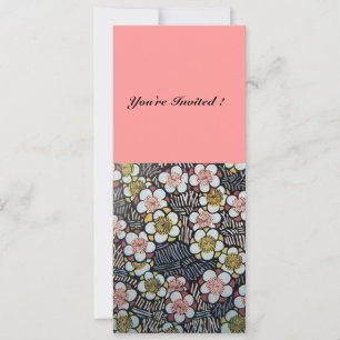 HAIKU/ SCHWARZ WEISS GELB ROSA FRÜHLINGSBLUMEN EINLADUNG