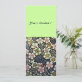 HAIKU/SCHWARZ-WEISS GELBE GRÜNE BLUMEN EINLADUNG (Stehend Vorderseite)