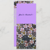 HAIKU/SCHWARZ-WEISS GELBE LILA BLUMEN EINLADUNG (Vorne/Hinten)