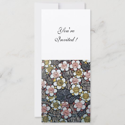 HAIKU/SCHWARZ-WEISS GELBE PINKSPRINGBLUMEN EINLADUNG (Vorderseite)