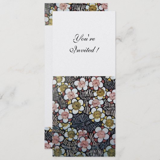 HAIKU/SCHWARZ-WEISS GELBE PINKSPRINGBLUMEN EINLADUNG (Vorne/Hinten)