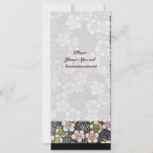 HAIKU/SCHWARZ-WEISS GELBE PINKSPRINGBLUMEN EINLADUNG (Rückseite)