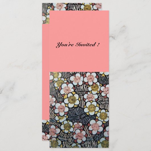 HAIKU/SCHWARZ-WEISS GELBE PINKSPRINGBLUMEN EINLADUNG (Vorne/Hinten)