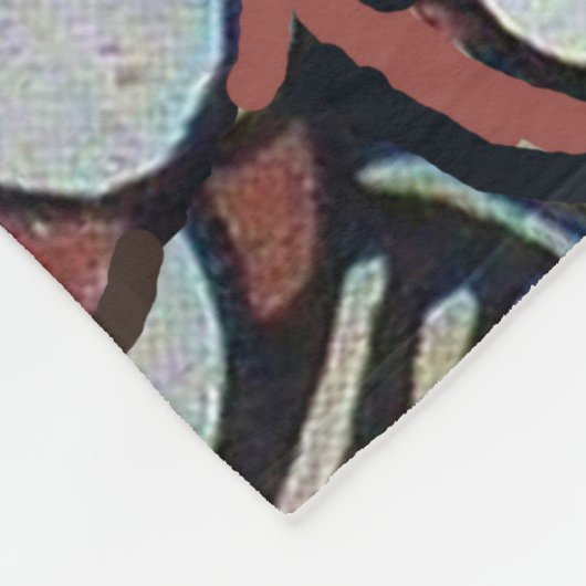 HAIKU/SCHWARZ-WEISS PINK GELBE BLUMEN FLEECEDECKE (Ecke)