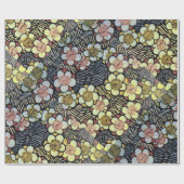 HAIKU/SCHWARZ-WEISS PINK GELBE BLUMEN GESCHENKPAPIER (Flach)