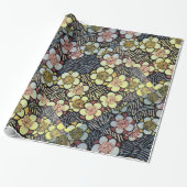 HAIKU/SCHWARZ-WEISS PINK GELBE BLUMEN GESCHENKPAPIER (Ungerollt)
