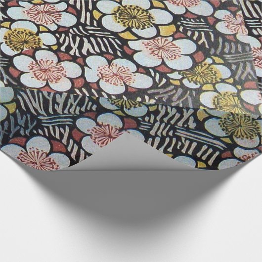 HAIKU/SCHWARZ-WEISS PINK GELBE BLUMEN GESCHENKPAPIER (Ecke)