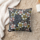 HAIKU/SCHWARZ-WEISS PINK GELBE BLUMEN KISSEN (Decke)