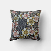 HAIKU/SCHWARZ-WEISS PINK GELBE BLUMEN KISSEN (Rückseite)