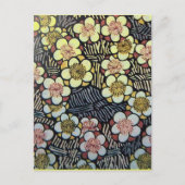 HAIKU/SCHWARZ-WEISS PINK GELBE BLUMEN POSTKARTE (Vorderseite)